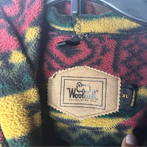Vintage Woolrich Aztec Fleece Pullover, Hooded, Women’s Size XL - Picture 4 of 7